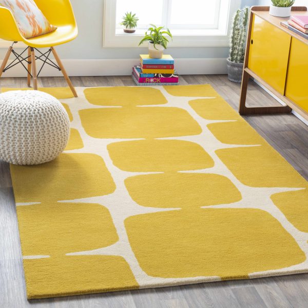 Astor Modern Yellow Wool Carpet Online now