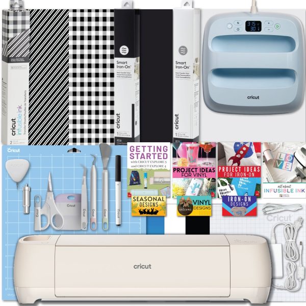 Cricut Explore 4 and Easy Press 3 Machine Combo with HTV Materials Bundle Hot on Sale