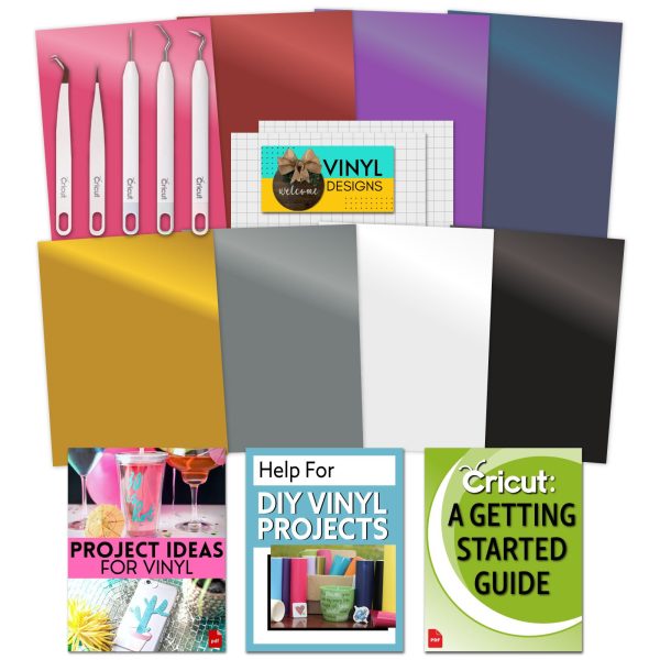 Cricut Essential Tools & Vinyl Bundle - Weeder Tool Set, Beginner Guide and Designs on Sale